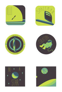 Space themed sticker designs (2021)